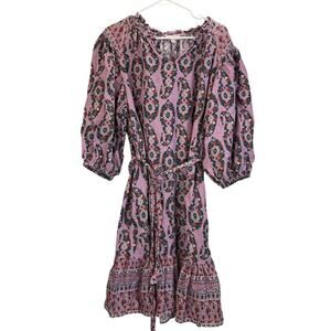 Knox Rosa Womens L Pink Boxy Loose Fitting V Neck Pockets Lagen Look Dress